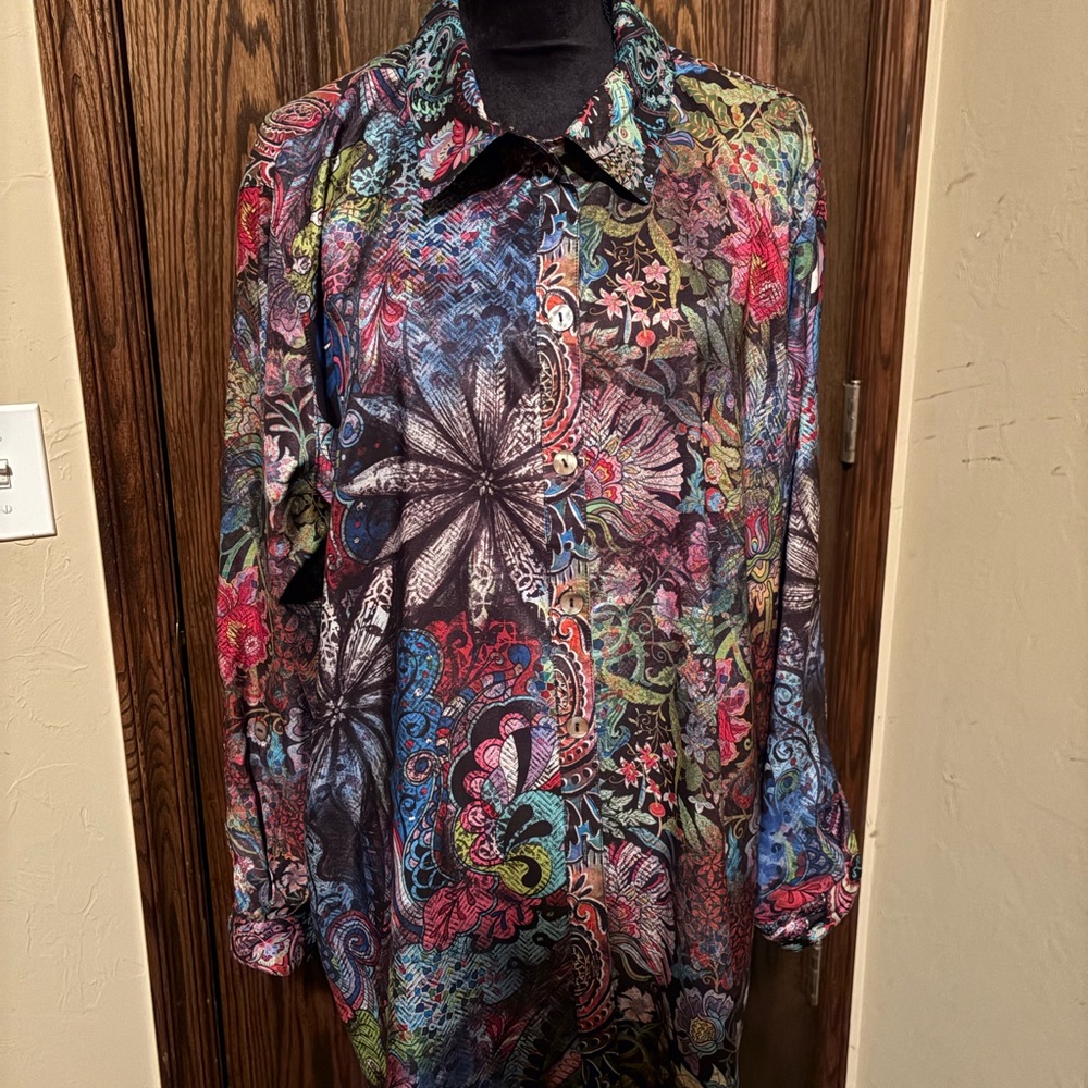 John Mark Vibrant Multicolor Button Front Women’s… - image 1